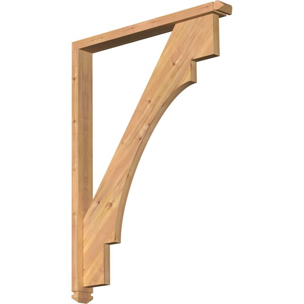 Ekena Millwork Merced Arts and Crafts Smooth Bracket w/ Offset Brace, Western Red Cedar, 3 1/2"W x 32"D x 44"H BKT0402X32X44MRC03SWR - main